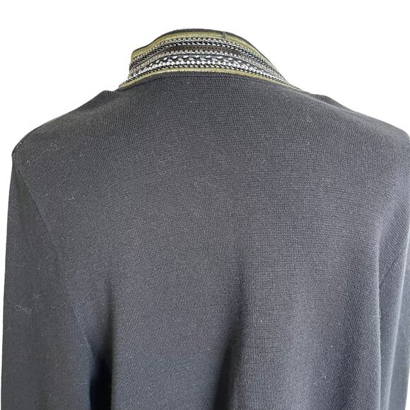 Chico's Cardigan Sweater Heidi Size L/XL Black Heidi Embellished Beaded Military - Picture 8 of 16